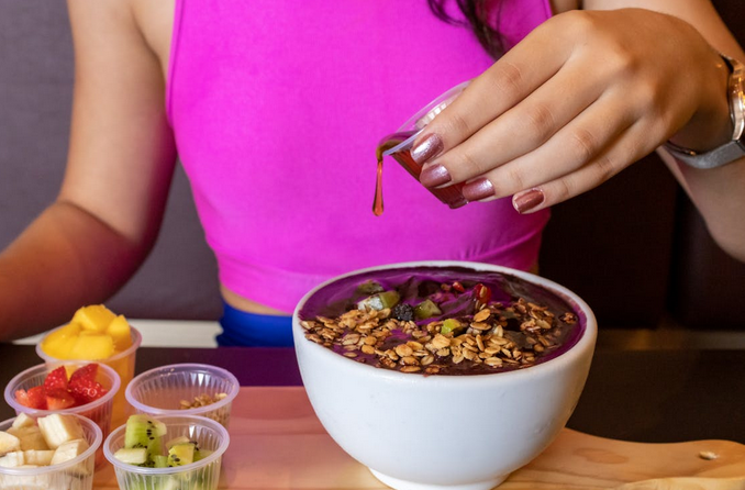 a bowl of acai smoothies